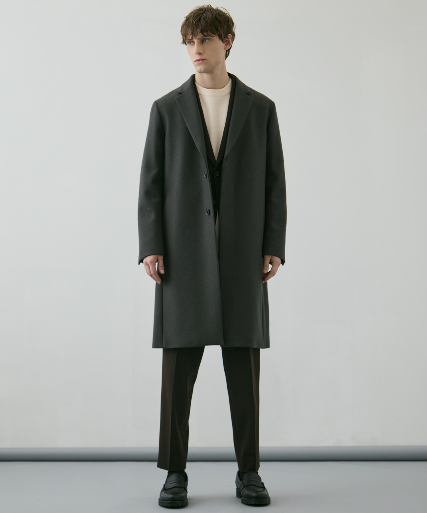 残りわずか｜再入荷なし〉超撥水 SUPER 140's チェスターコート(1 DARK