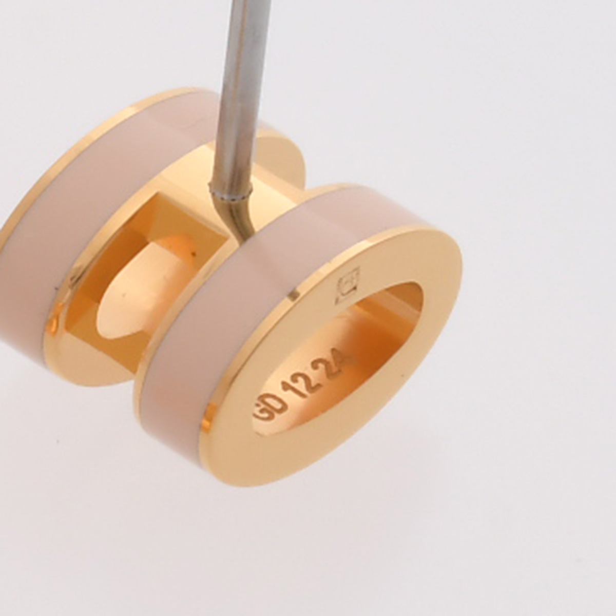 エルメス ポップ H ミニピアス ピンク/ゴールド金具 エナメル