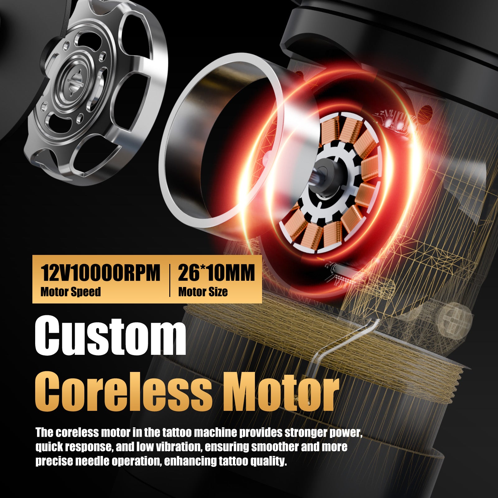 AMBITION Shura-X Wireless Tattoo Machine | 7H Battery & Low Noise