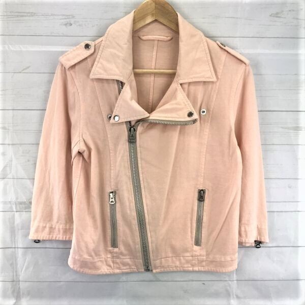 ロンハーマン コットン/七分袖ダブルライダースジャケット【S/ピンク