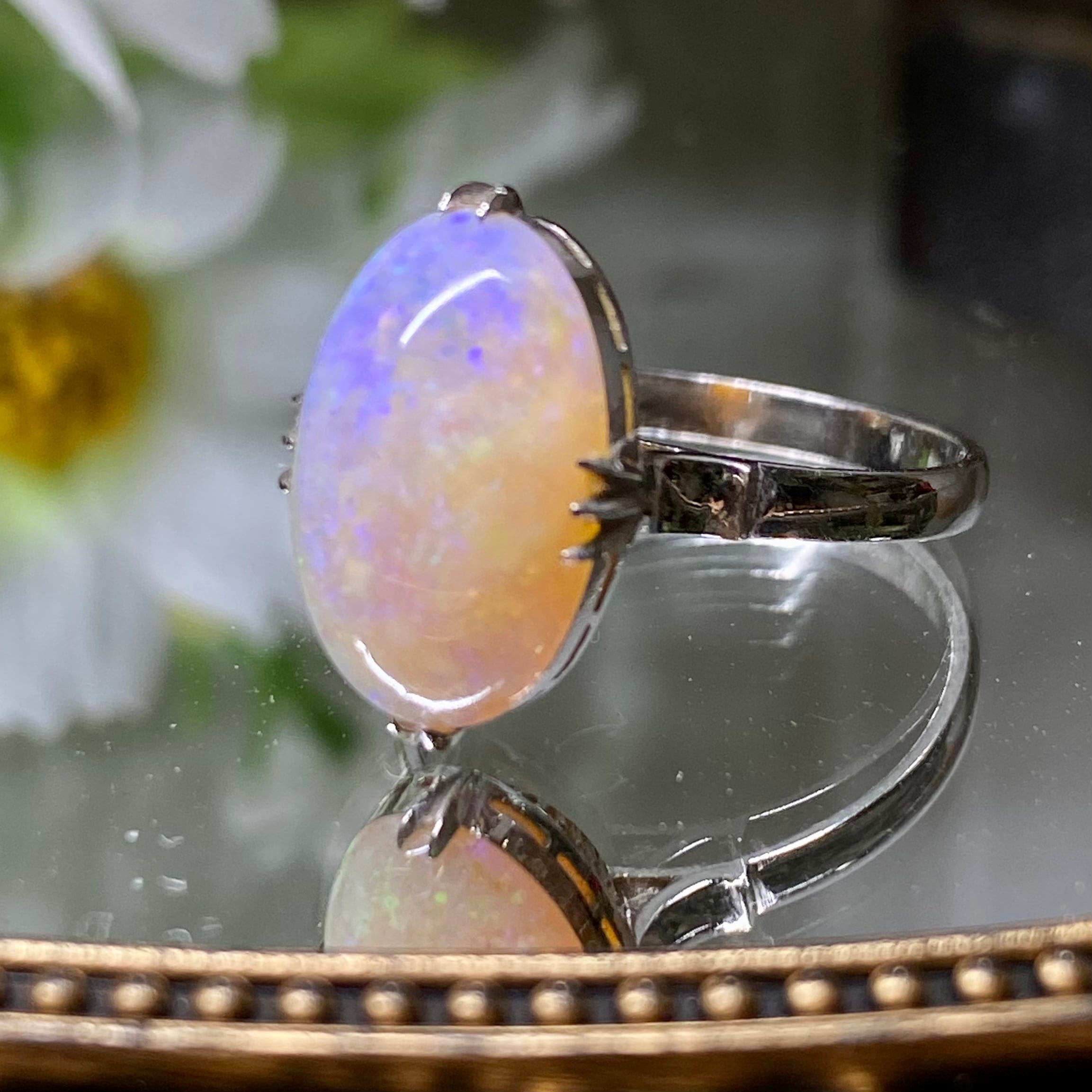 昭和の懐かしい指輪 Japanese Traditional ring k14WG オパール