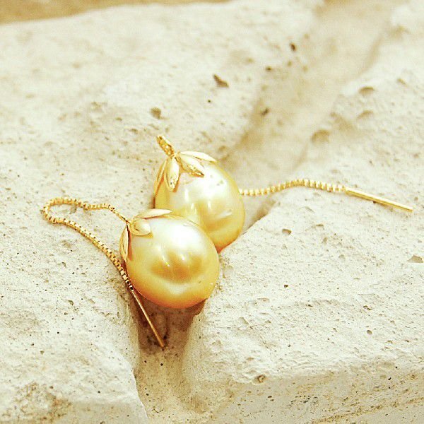 送料無料】南洋白蝶真珠 K18 18金 シャンパンゴールド ゴールデン