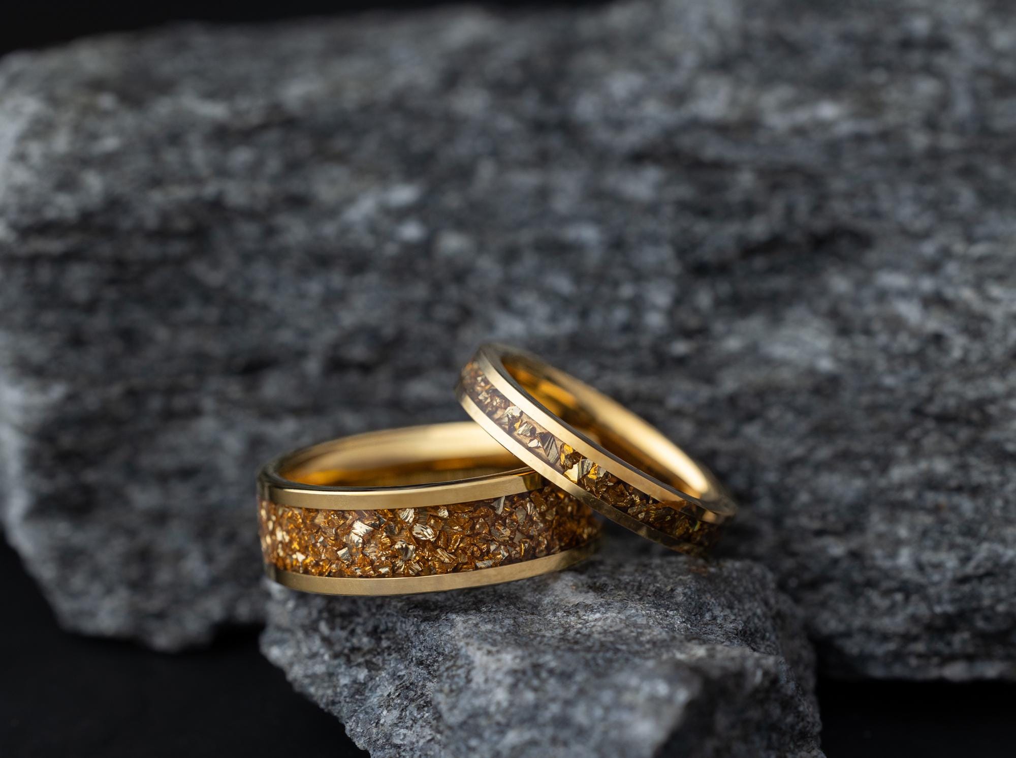 Golden Galaxy Couple Rings - 24K Gold Plated Tungsten - Luxurious