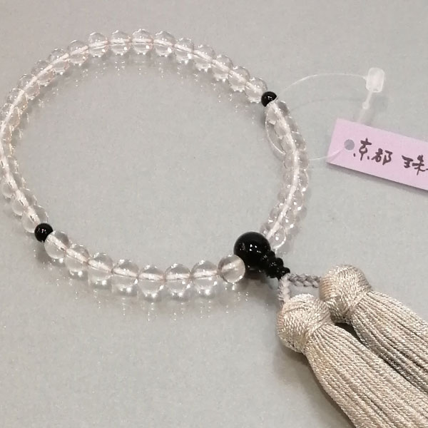 お仏壇の日本堂オンラインショップ / 数珠 女性用「水晶 黒オニキス