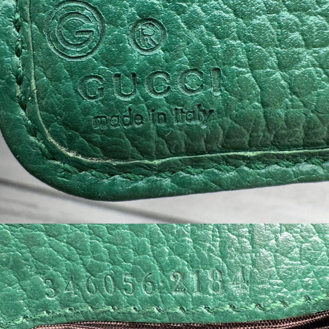 美品】GUCCI 二つ折り財布 ラウンドジップ GG柄 キャンバス グリーン